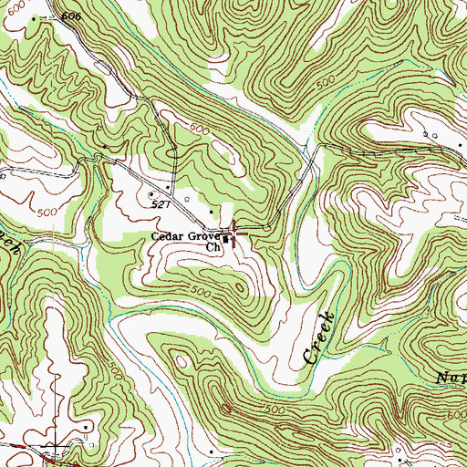 Topographic Map of Cedar Grove Church, KY