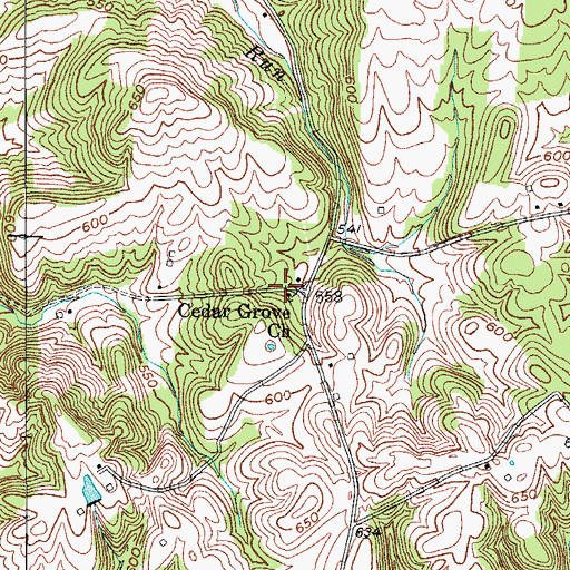 Topographic Map of Cedar Grove Church, KY