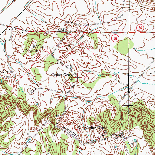 Topographic Map of Cedar Grove Church, KY