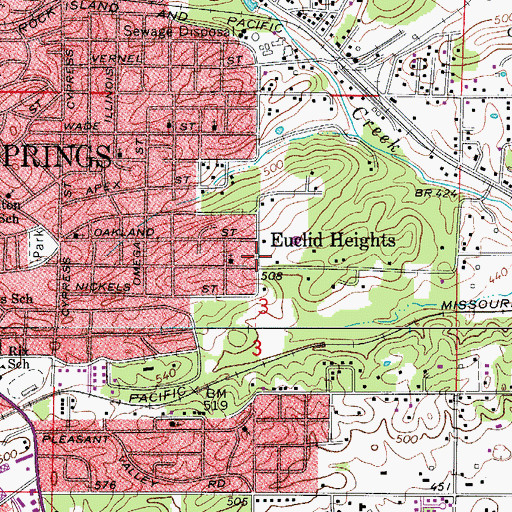 Topographic Map of Euclid Heights, AR