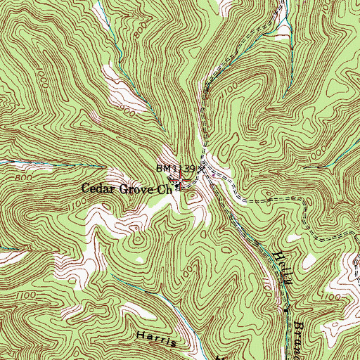 Topographic Map of Cedar Grove Church, KY