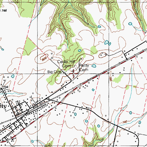 Topographic Map of Cedar Hill Cemetery, KY