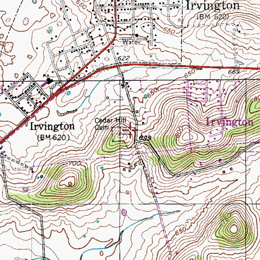 Topographic Map of Cedar Hill Cemetery, KY