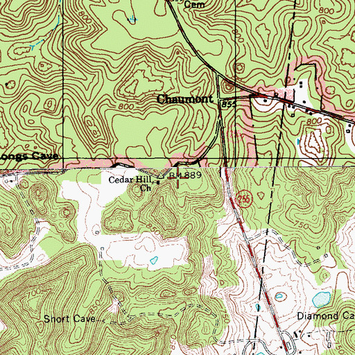 Topographic Map of Cedar Hill Church, KY