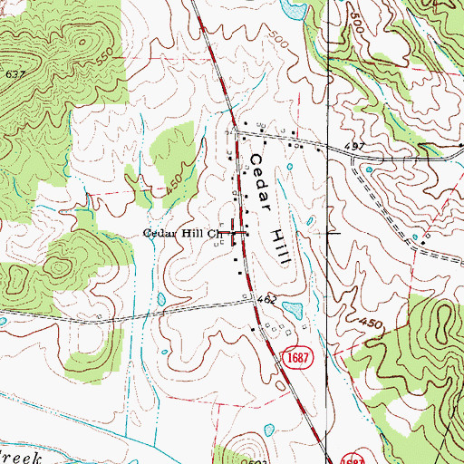 Topographic Map of Cedar Hill Church, KY