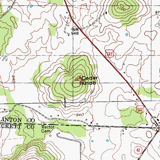 Topographic Map of Cedar Knob, KY