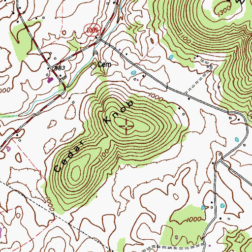 Topographic Map of Cedar Knob, KY
