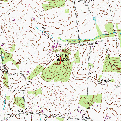 Topographic Map of Cedar Knob, KY