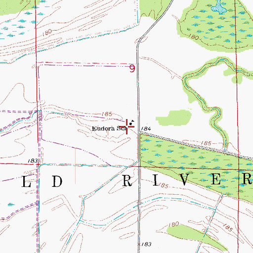 Topographic Map of Eudora School, AR