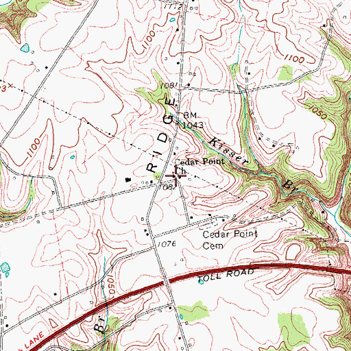 Topographic Map of Cedar Point Church, KY