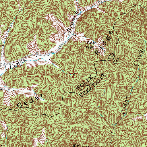 Topographic Map of Cedar Ridge, KY
