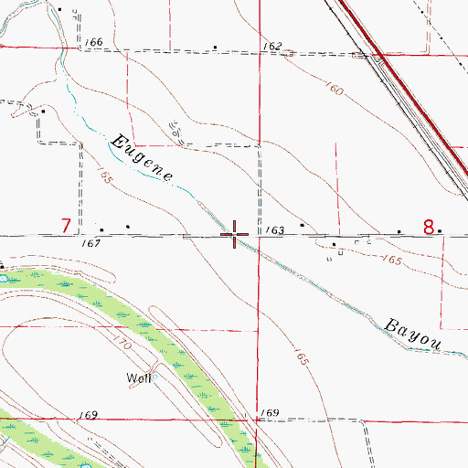 Topographic Map of Eugene Bayou, AR