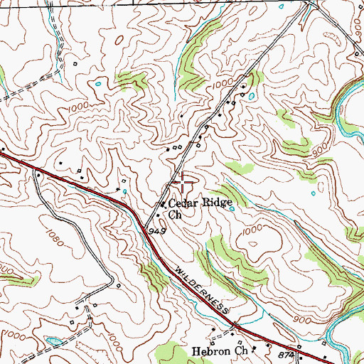 Topographic Map of Cedar Ridge Church, KY