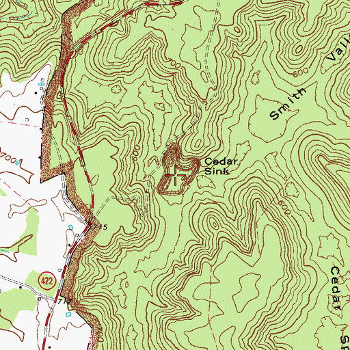 Topographic Map of Cedar Sink, KY