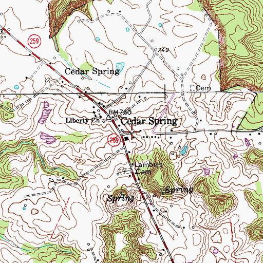 Topographic Map of Cedar Spring, KY