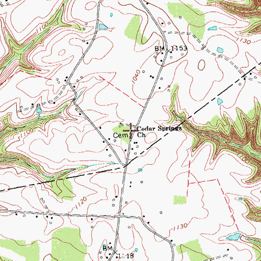 Topographic Map of Cedar Springs Church, KY