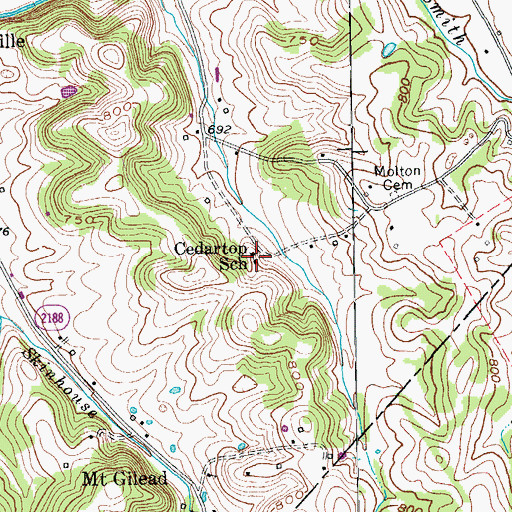 Topographic Map of Cedartop School, KY