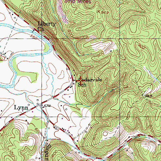 Topographic Map of Cedarvale School, KY