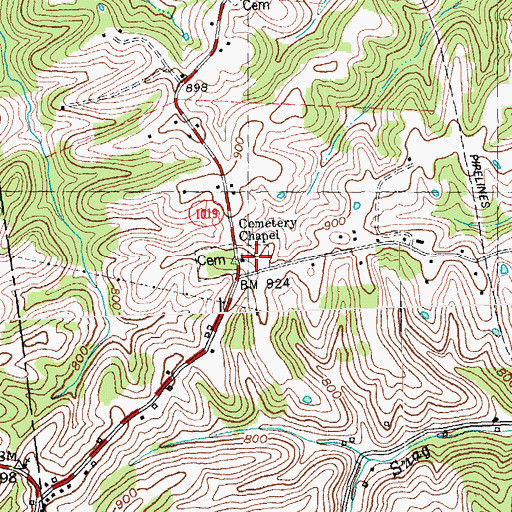 Topographic Map of Cemetery Chapel, KY