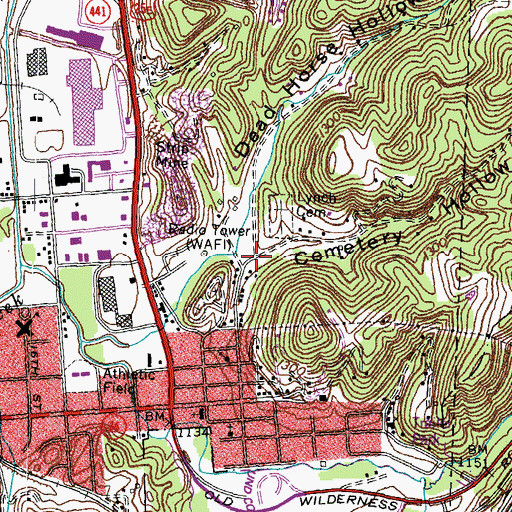Topographic Map of Cemetery Hollow, KY