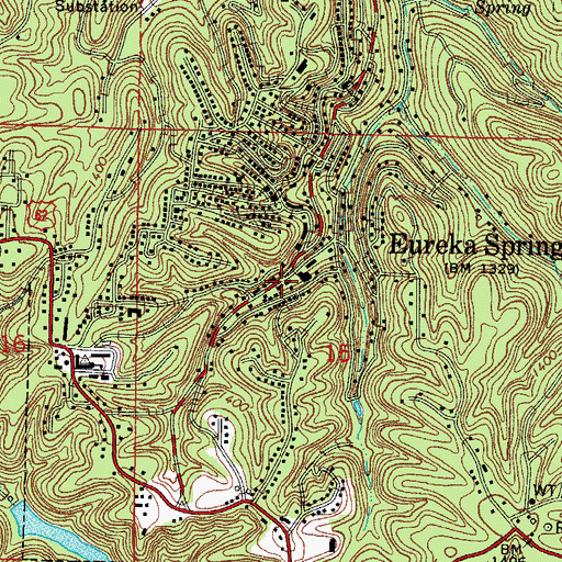 Topographic Map of Eureka Springs, AR
