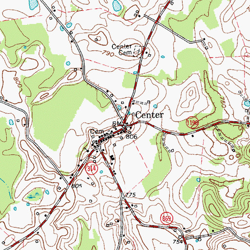 Topographic Map of Center, KY