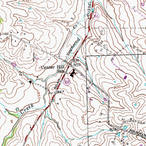 Topographic Map of Center Hill School, KY