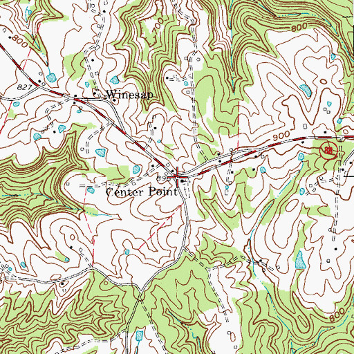 Topographic Map of Center Point, KY