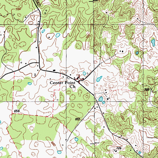 Topographic Map of Center Point Church, KY