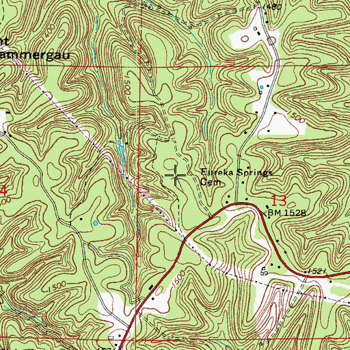 Topographic Map of Eureka Springs Cemetery, AR