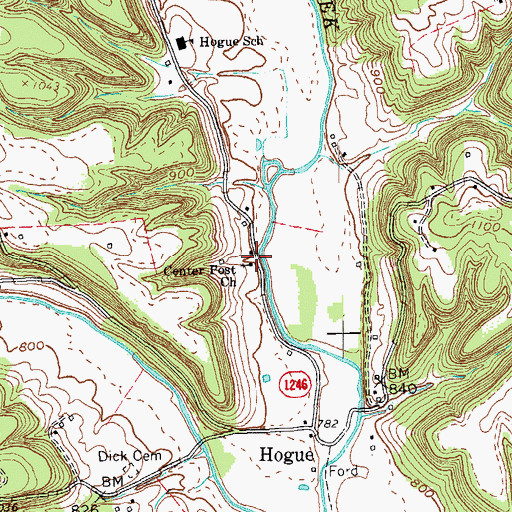 Topographic Map of Center Post Church, KY
