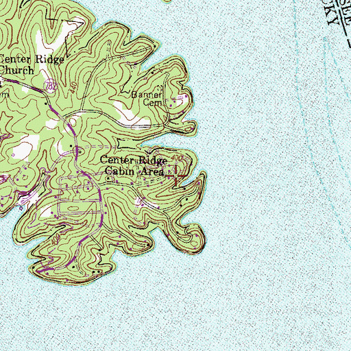 Topographic Map of Center Ridge Cabin Area, KY