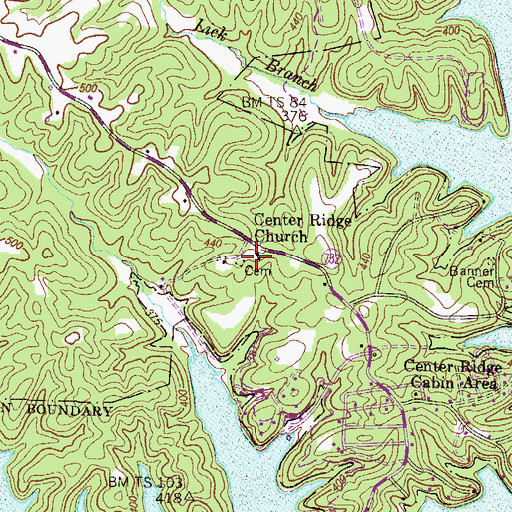 Topographic Map of Center Ridge Church, KY