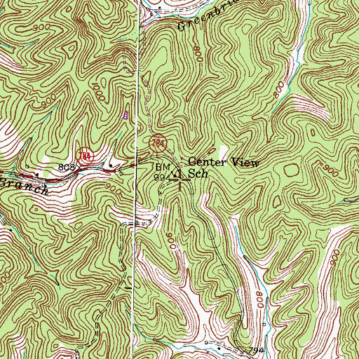 Topographic Map of Center View School, KY
