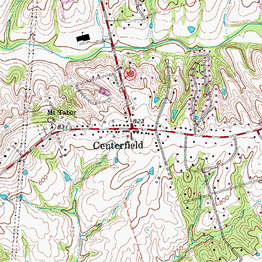 Topographic Map of Centerfield, KY