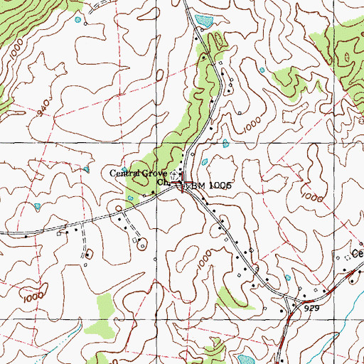 Topographic Map of Central Grove Church, KY
