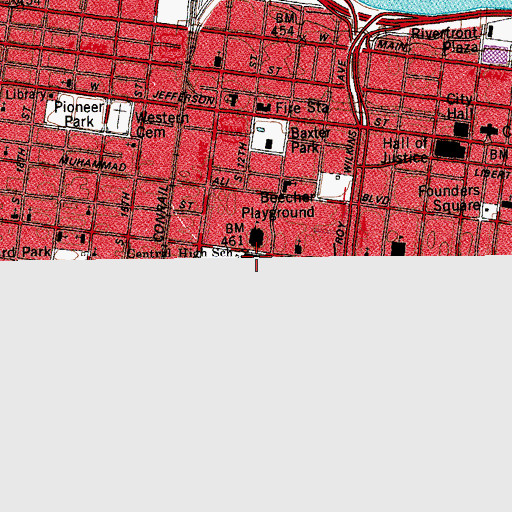 Topographic Map of Central High School, KY