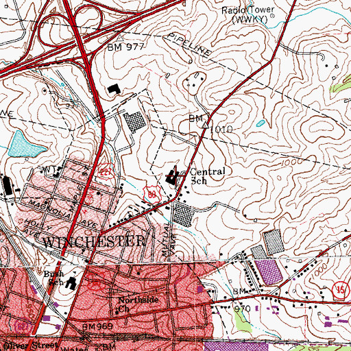 Topographic Map of Central School, KY