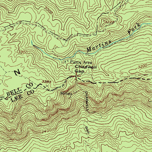 Topographic Map of Chadwell Gap, VA