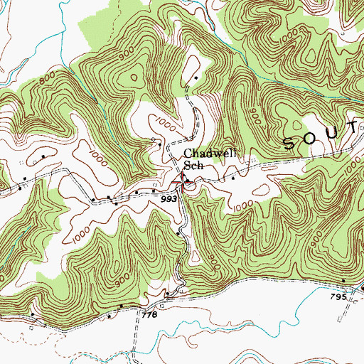Topographic Map of Chadwell School, KY