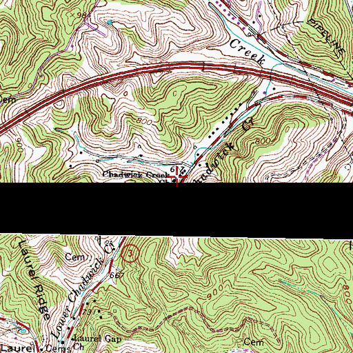 Topographic Map of Chadwick Creek Church, KY