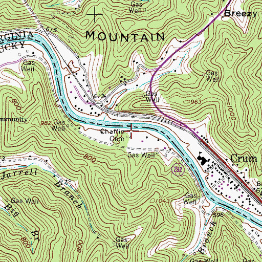 Topographic Map of Chaffin Cemetery, KY