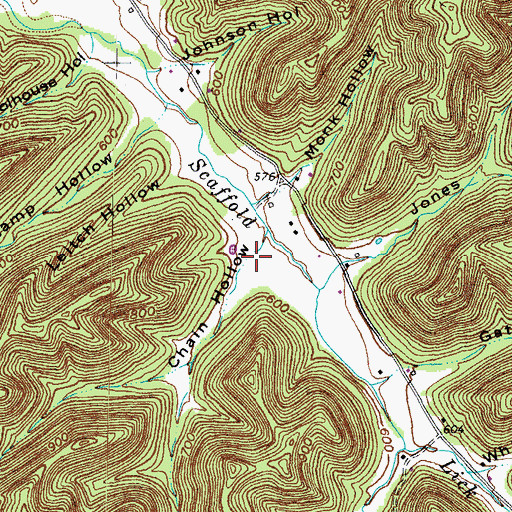 Topographic Map of Chain Hollow, KY
