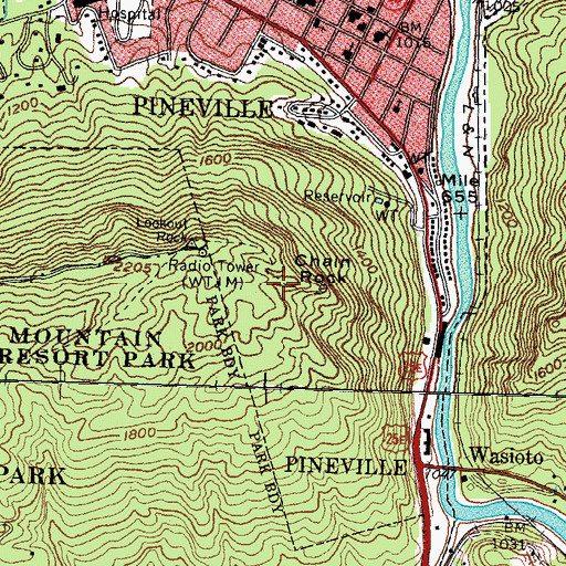 Topographic Map of Chain Rock, KY