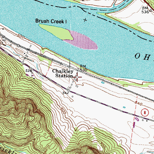 Topographic Map of Chalkley Station, KY