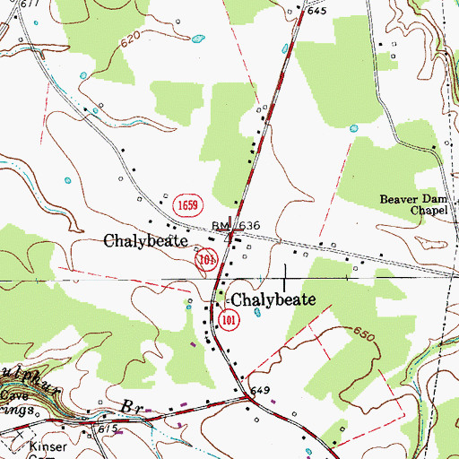Topographic Map of Chalybeate, KY