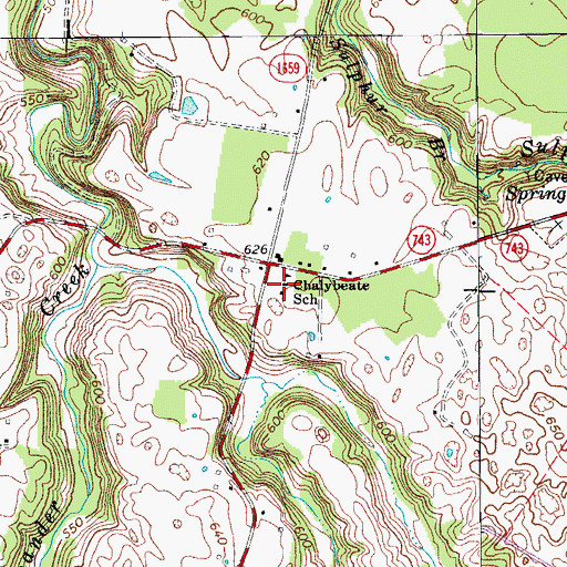 Topographic Map of Chalybeate School, KY
