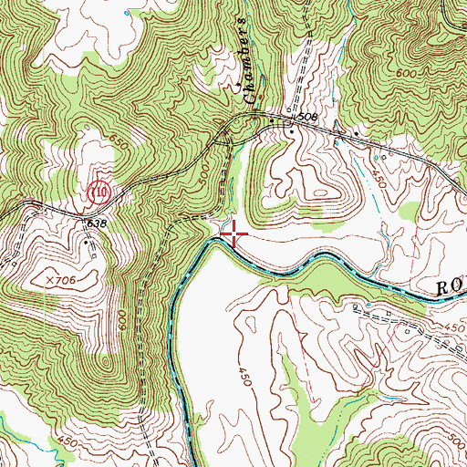 Topographic Map of Chambers Branch, KY