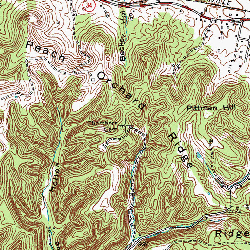 Topographic Map of Chambers Cemetery, KY