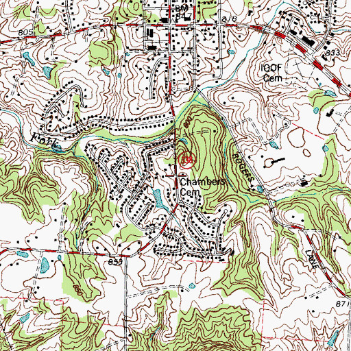 Topographic Map of Chambers Cemetery, KY